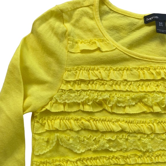 GAP Yellow Top with Lace Ruffles - Girls 6-7 Years Old - Picture 3 of 5